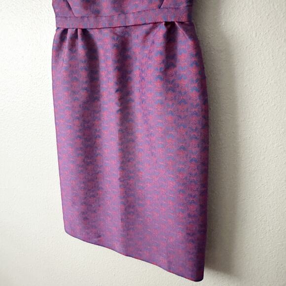 Tara Jarmon Blue/Red Purple Jacquard Sleeveless Mini Dress Women's EU Size 36 - Picture 3 of 15